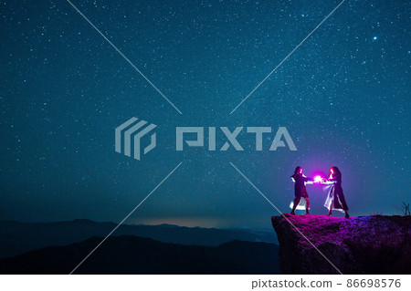 Raw stone plateau starry sky 86698576