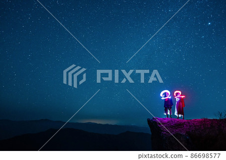 Raw stone plateau starry sky 86698577