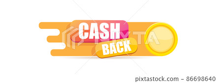 vector cash back horizontal banner design template with cash back icon and coins isolated on white background. cashback or money refund label horizontal banner 86698640