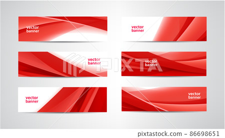Vector set of abstract silk wavy headers, red... - Stock Illustration ...
