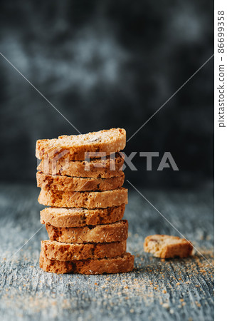 pile of carquinyolis, typical of catalonia, spain pile of carquinyolis, typical of catalonia, spain 86699358