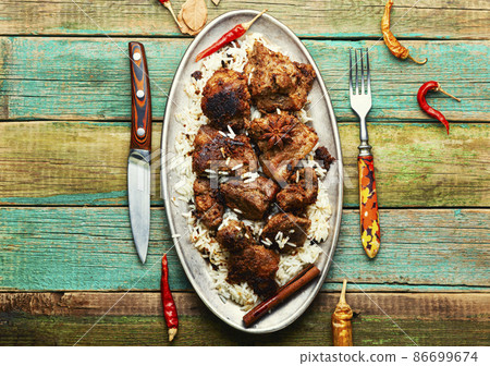 Vindaloo, meat in roast spices. Vindaloo, meat in roast spices. 86699674