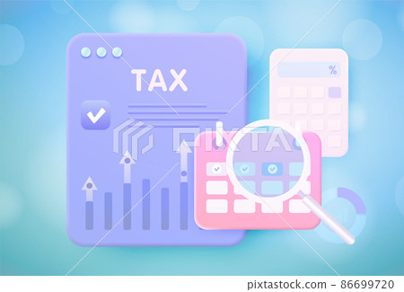 Tax payment and fees 3d concept. State Government taxation, personal individual income taxes. Data analysis, calculation of tax return and financial research report. Pay the bills, invoices, payrolls Tax payment and fees 3d concept. State Government taxation, personal individual income taxes. Data analysis, calculation of tax return and financial research report. Pay the bills, invoices, payrolls 86699720