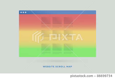 Scrollmap or website scroll heat map tool - type of web page heatmap that visually shows how far users scroll down a page. Digital Marketing SEO strategy increase conversions flat vector icon concept Scrollmap or website scroll heat map tool - type of web page heatmap that visually shows how far users scroll down a page. Digital Marketing SEO strategy increase conversions flat vector icon concept 86699734