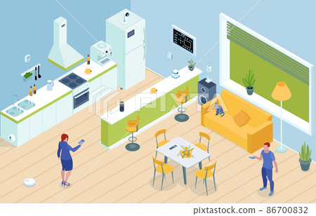 Smart Home Isometric Interior - Stock Illustration [86700832] - PIXTA