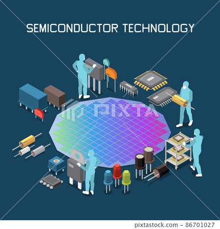 Isometric Semiconductor Technology Composition - Stock Illustration ...