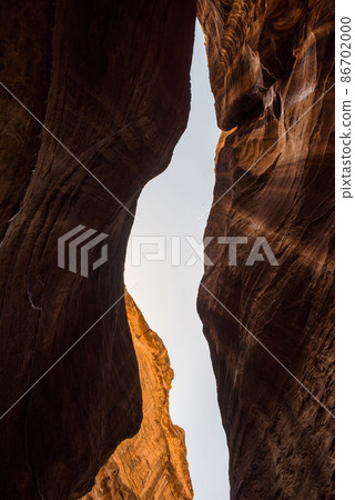 The Siq, a sandstone canyon in Petra, Jordan The Siq, a sandstone canyon in Petra, Jordan 86702000