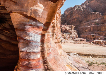 Stripped rock, view from a cave. Petra, Jordan Stripped rock, view from a cave. Petra, Jordan 86702009