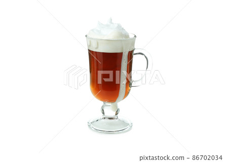 Glass of irish coffee isolated on white background Glass of irish coffee isolated on white background 86702034