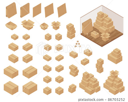 Cardboard illustration material set_isometric Cardboard illustration material set_isometric 86703252