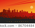 Los Angeles skyline at sunset, California, USA. Original creative vector illustration 86704484