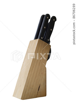 Wooden knife stand on white background 86706289