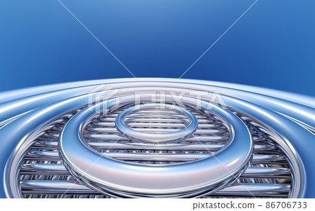 Abstract background with chrome circles over metallic pipes. 3D illustration Abstract background with chrome circles over metallic pipes. 3D illustration 86706733