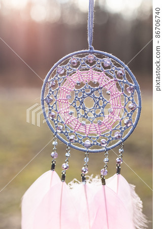 Handmade dream catcher with feathers threads and beads rope hanging 86706740