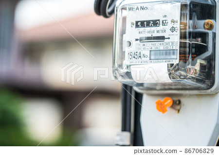 Electric measuring power meter for energy cost at home and office. Electric measuring power meter for energy cost at home and office. 86706829