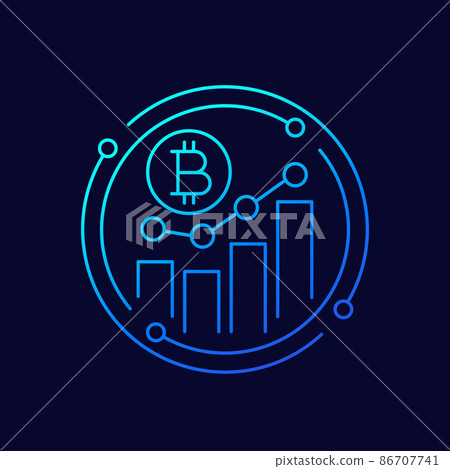 bitcoin growing icon with chart, linear design - Stock Illustration ...