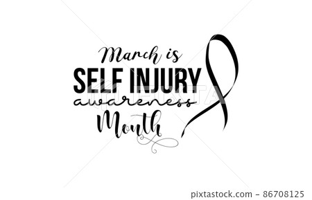 Self Injury Awareness Month. Health awareness brush calligraphy concept vector template for banner, card, poster, background. 86708125
