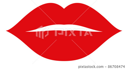Red lips icon. Woman lipstick mark. Kiss symbol Red lips icon. Woman lipstick mark. Kiss symbol 86708474