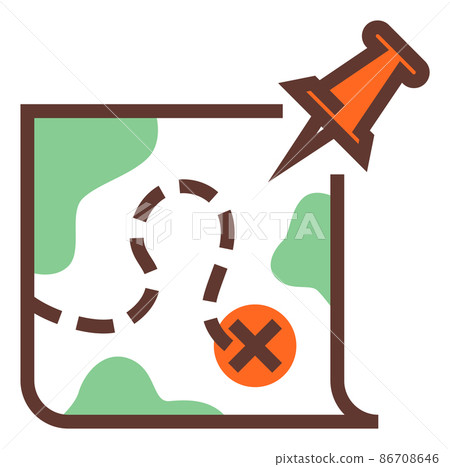 Destination icon. End point marked on map....-插圖素材 [86708646] - PIXTA圖庫