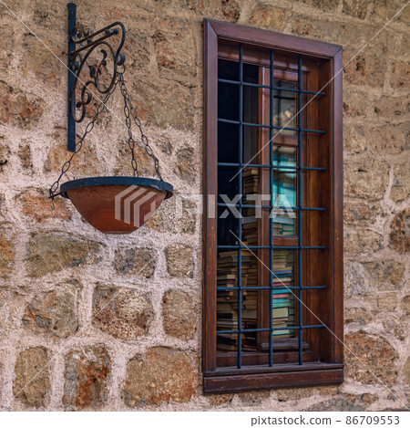 Library window in an old building 86709553