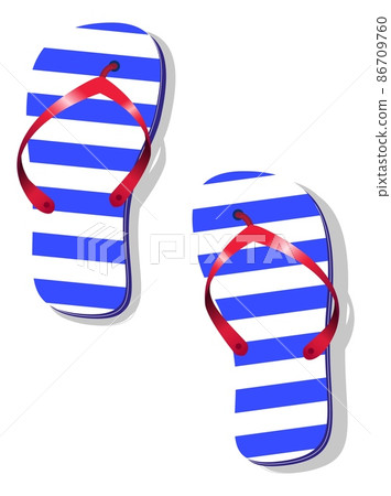 Flip flops. Pair of beach sandals in blue stripe navy style Flip flops. Pair of beach sandals in blue stripe navy style 86709760