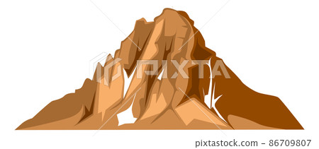 Rock mountain with snow ridges. High peak landscape Rock mountain with snow ridges. High peak landscape 86709807