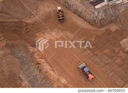 Soil Compactor the leveling ground for construct of foundation. Soil Compactor the leveling ground for construct of foundation. 86709933