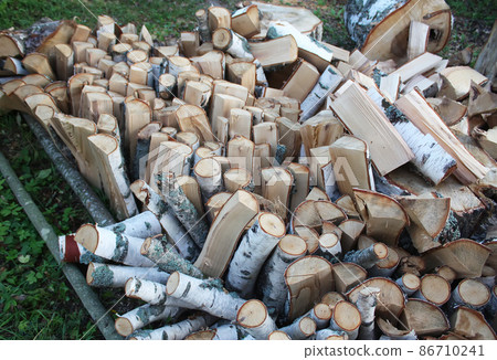 Chopped firewood on a stack Chopped firewood on a stack 86710241