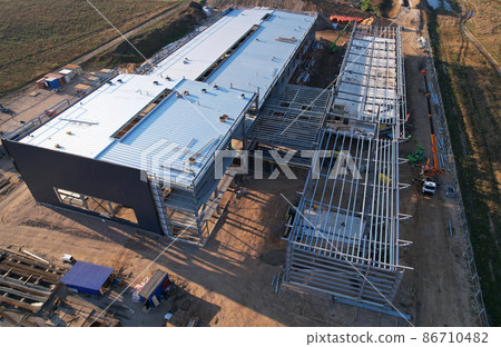 Warehouse Construction from metal structure. Warehouse Construction from metal structure. 86710482