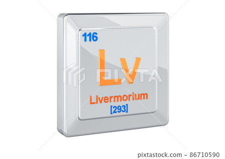 Livermorium Lv, chemical element sign. 3D rendering Livermorium Lv, chemical element sign. 3D rendering 86710590
