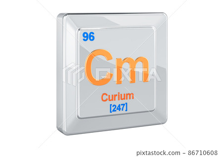 Curium Cm, chemical element sign. 3D rendering Curium Cm, chemical element sign. 3D rendering 86710608
