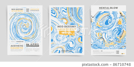 Summer Abstract template design with typography for poster, flyer, brochure, placard, presentation or cover. Vector blue and yellow ink and rounded shape background set. Summer Abstract template design with typography for poster, flyer, brochure, placard, presentation or cover. Vector blue and yellow ink and rounded shape background set. 86710748
