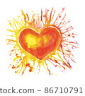 Watercolor illustration hand drawn love heart with paint smudges. 86710791