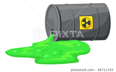 Spilled chemical barrel. Environment pollution hazard sign Spilled chemical barrel. Environment pollution hazard sign 86711193