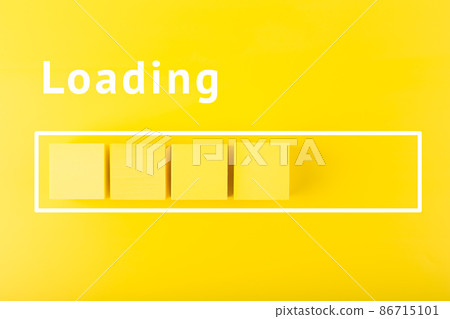Loading progress bar on yellow background. Minimal concept of loading status 86715101