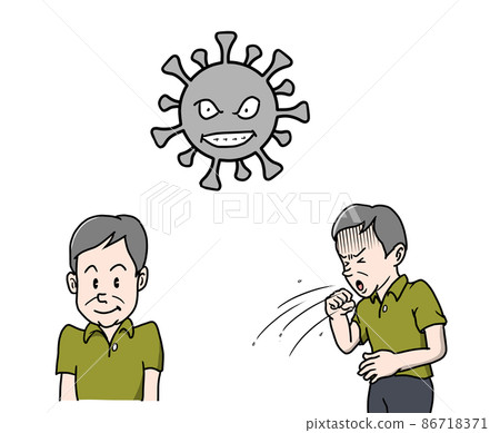 感染冠狀病毒並咳嗽的人的插圖 感染冠狀病毒並咳嗽的人的插圖 86718371