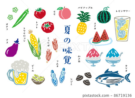 夏日味道復古矢量插圖集 86719136