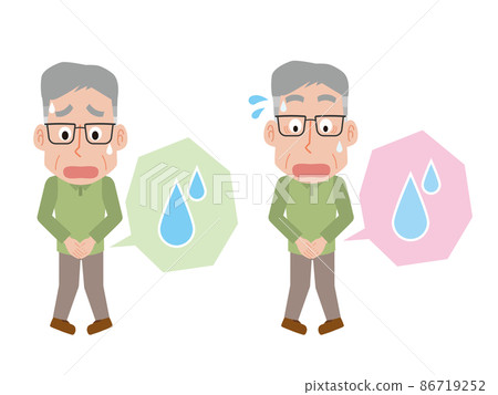 Elderly man impatient with urinary incontinence Elderly man impatient with urinary incontinence 86719252