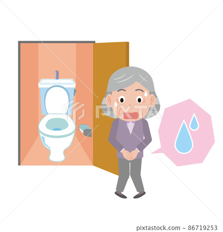 Elderly woman impatient with urinary incontinence 86719253