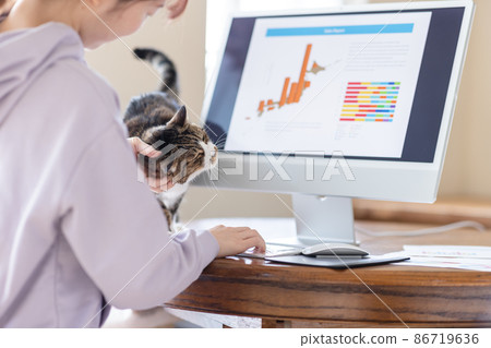 Telework women and cats 86719636
