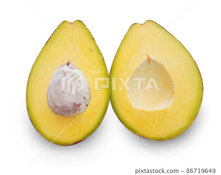 A fresh avocado cut in half 86719649