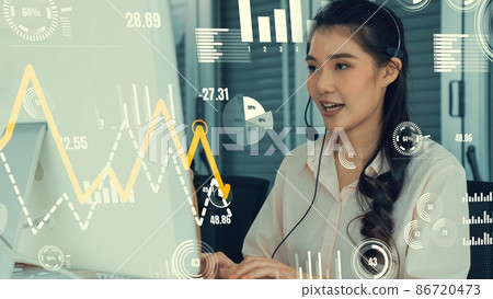 Customer support call center provide data with envisional graphic Customer support call center provide data with envisional graphic 86720473