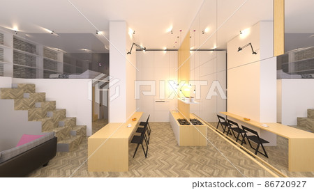Living room with night view 86720927
