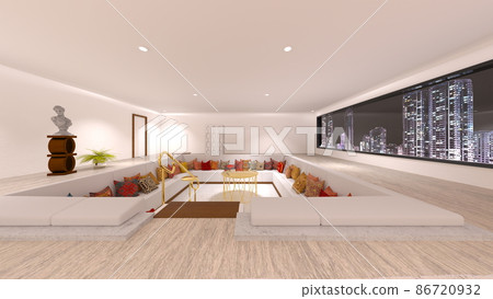 Living room with night view 86720932