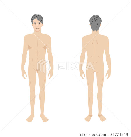 全身裸白背景無線條圖像圖解亞洲中年男性美容和手法治療 86721349