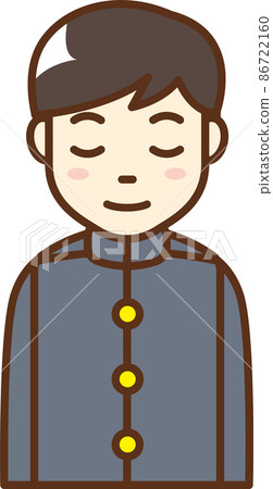 A simple illustration of a male student bowing his head 86722160