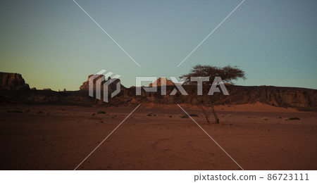 Sunrise view to Moul Naga valley at in Tassili nAjjer national park, Algeria 86723111
