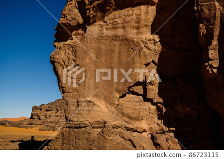 Cow - Cave paintings and petroglyphs at Boumediene ,Tassili nAjjer national park, Algeria 86723115