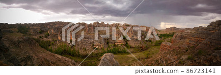 Abstract Rock formation in Isalo national park at sunset, Madagascar 86723141