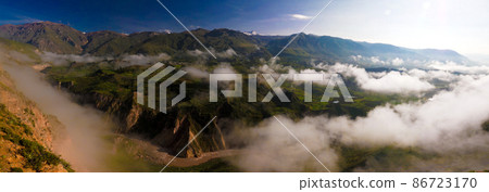 Aerial panoramic view to Colca canyon from the Tunturpay viewpoint, Chivay, Arequipa, Peru Aerial panoramic view to Colca canyon from the Tunturpay viewpoint, Chivay, Arequipa, Peru 86723170